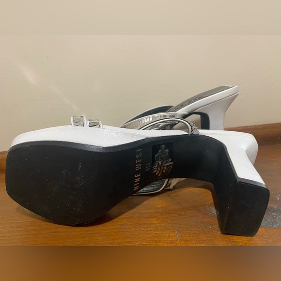 Nine West Silver & White Strappy Heels - Picture 4 of 5